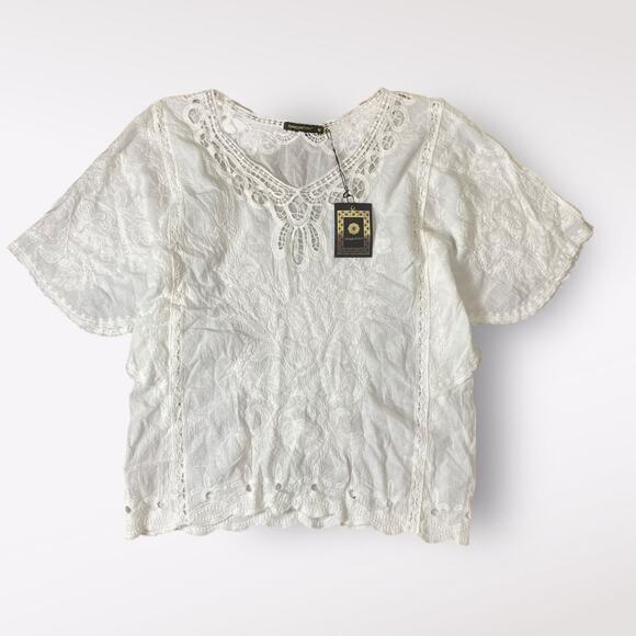 Spiaggia Dolce NWT Sheer Lace Blouse Womens‎ Size M Boho Beachy - Picture 1 of 8